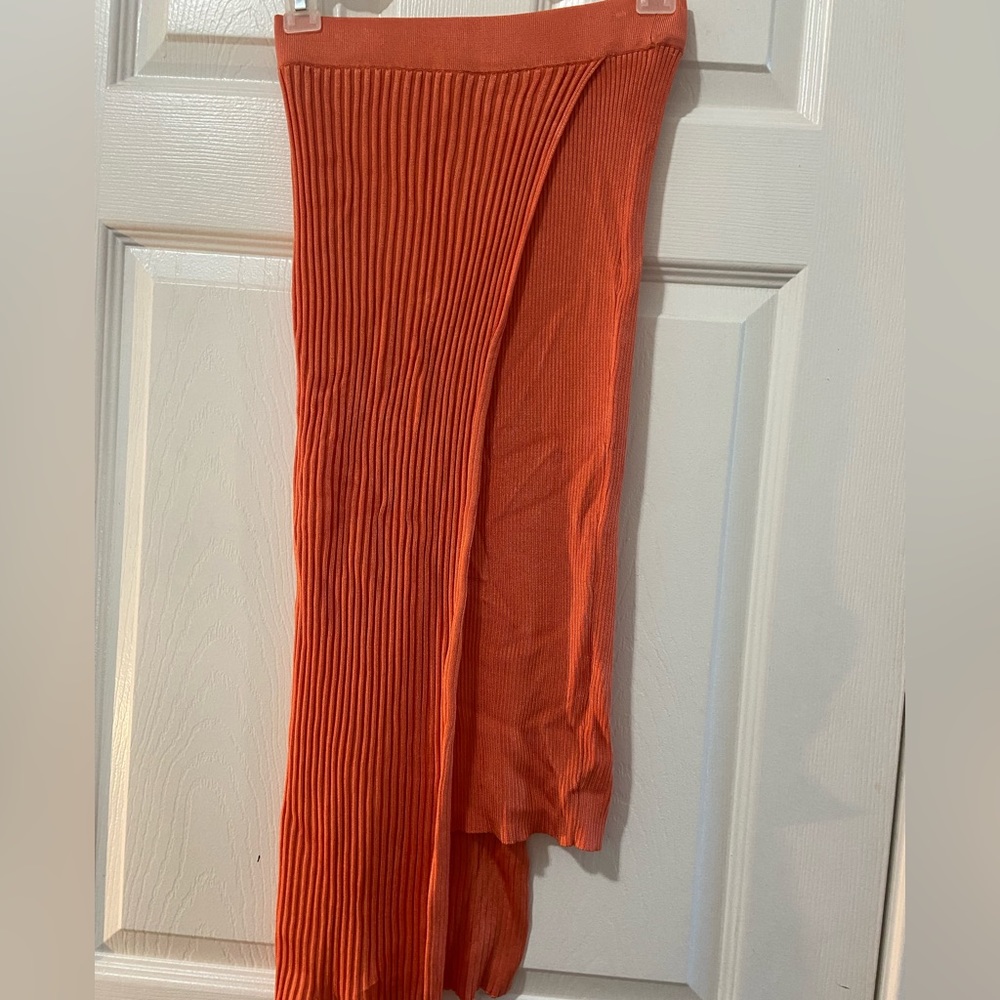 Ronny Kobo Sol- Ribbed Knit Wrap Asymmetric Skirt - Size Small
